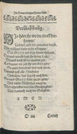 Vermahnung.