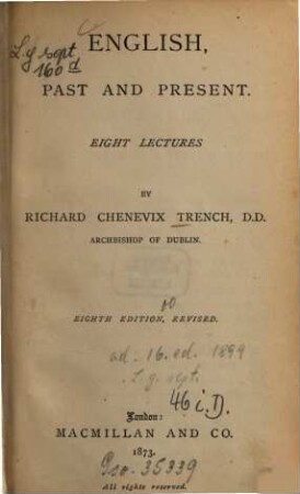 English, past and present : eight lectures