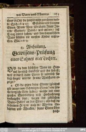4. Abtheilung. Gewissens-Prüfung eines Sohnes oder Tochter.