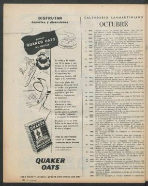 Calendario sanmartiniano : Octubre