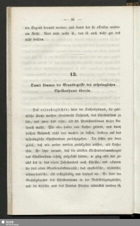 13. Damit stimmen die Grundbegriffe des ursprünglichen Christenthums überein
