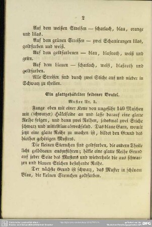 Ein glattgehäkelter seidener Beutel. Muster Nr. 2
