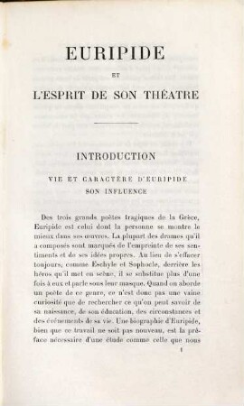 Euripide et l'esprit de son théatre