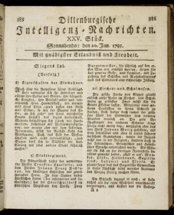 XXV. Stück. Sonnabends: den 20. Jun. 1795.