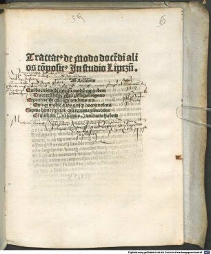 Tractatus de modo docendi alios : mit Gedicht an den Leser