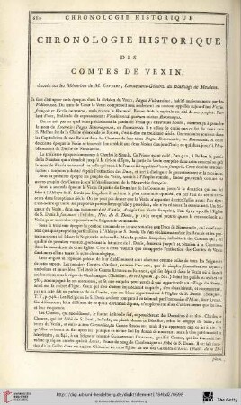 Chronologie historique des comtes de Vexin