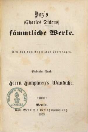 Herrn Humphrey's Wanduhr, 4