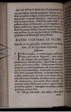 Ratio Vicesima Et Ultima. Ducitur ex eo, quod fides auditum, hic praedicantem, & hic legitimam mißionem supponat