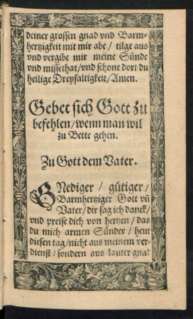 Gebet sich Gott zu befehlen/ wenn man wil zu Bette gehen.