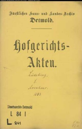 Lüdeking, Kord und Konsort. gegen Kord Avenhaus, Vogtei Heiden - Korngefälle aus dem Sandkamp bei Lage