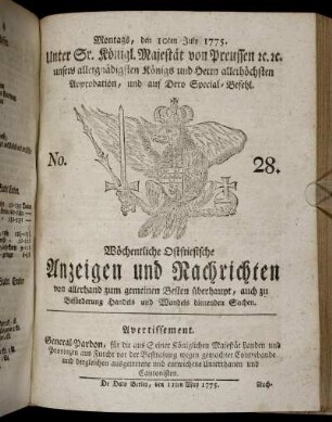 No. 28. Montags, den 10ten July 1775