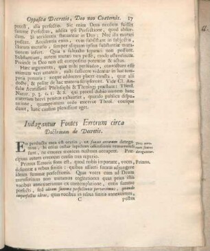 Indagantur Fontes Errorum circa Doctrinam de Decretis.
