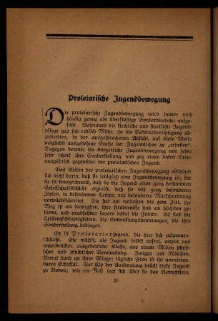 20-24, Proletarische Jugendbewegung