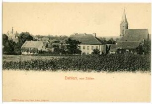 Dahlen. Stadtansicht mit Rathaus und Stadtkirche Unserer Lieben Frauen