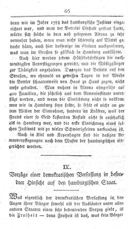 IX. Vorzüge einer demokratischen Verfassung in besondrer Hinsicht auf den hamburgischen Staat.