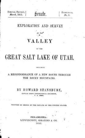 Exploration and survey of the valley of the Great Salt Lake of Utah