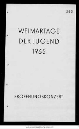 Weimartage der Jugend Eröffnungskonzert