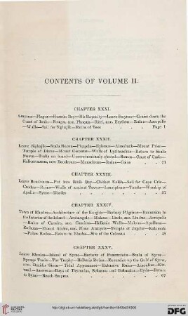 Contents of volume II