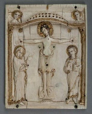 Relief mit der Kreuzigung Christi, Mittelteil eines Triptychons