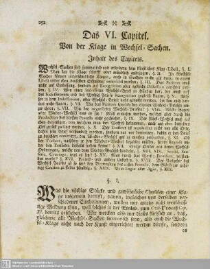 Das VI. Capitel. Von der Klage in Wechsel-Sachen