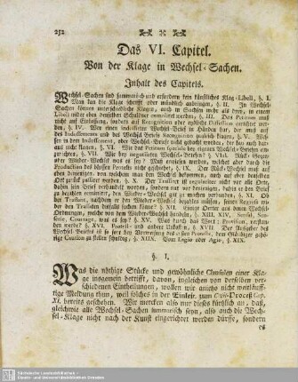 Das VI. Capitel. Von der Klage in Wechsel-Sachen