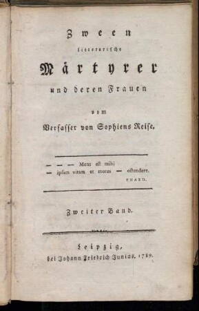 Bd. 2: Zween litterarische Märtyrer und deren Frauen. Zweiter Band