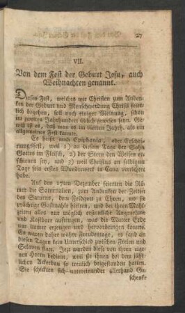 VII. Von dem Fest der Geburt Jesu, auch Weihnachten genannt.