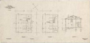 Gsaenger, Gustav; Moosburg (Bayern); Südchemie, Umspannwerk - Grundriss EG, Grundriss OG, Schnitt