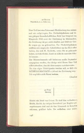 An Geyser Wandsbeck, den 21. Juli 1775