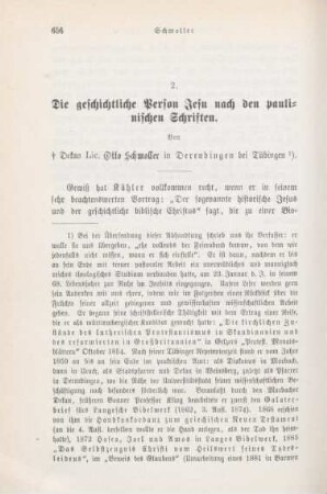 656-705 Die geschichtliche Person Jesu nach den paulinischen Schriften