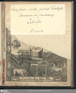 1805: Churfürstl.-Sächss. gnädigst privilegtr. oeconomischer oder Haushaltungs-Calender
