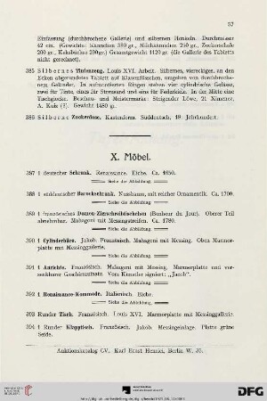 X. Möbel (Nr. 387-401)