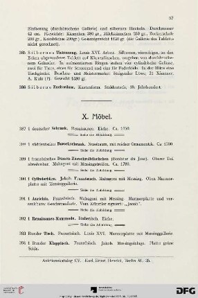 X. Möbel (Nr. 387-401)