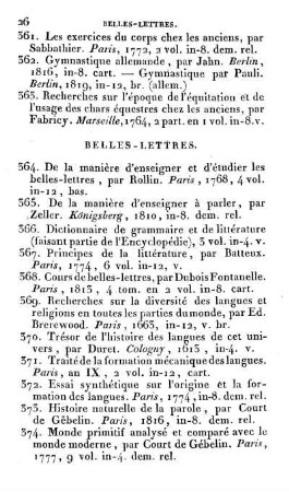 Belles-Lettres.