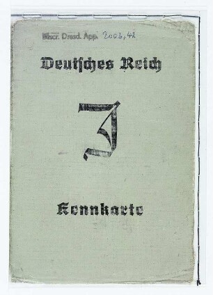 Kennkarte mit Judenkennzeichnung für Victor Klemperer vom 10.03.1939. Vorderseite