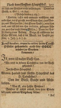 Wovon handelt das fünfte Häuptstück des H. Catechismi?