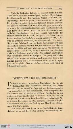 Individuum und Persönlichkeit