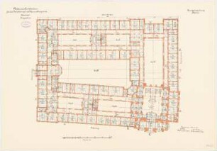 Land- und Amtsgericht, Hannover Neubau für die Zivilabteilungen: Grundriss Erdgeschoss 1:150