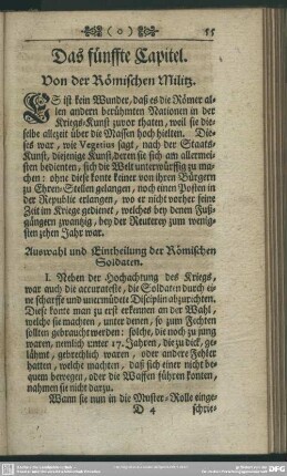 Das fünffte Capitel. Von der Römischen Militz
