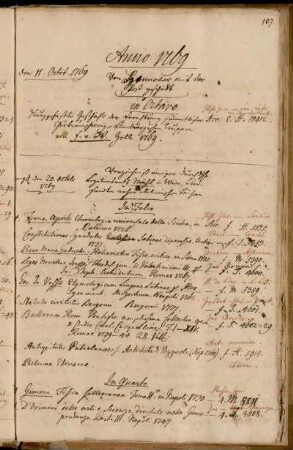 Von Hannover mit der Post geschickt. - Verzeichniß einiger durch [...] Legationsrath Mühl in Wien, übersandten rohen italienischen Büchern.