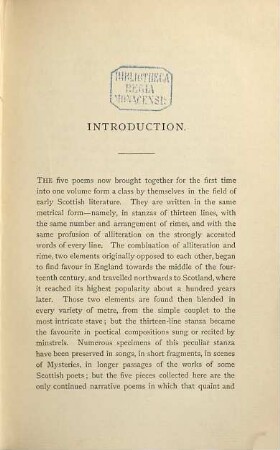 Scottish alliterative poems in riming stanzas : part I and II