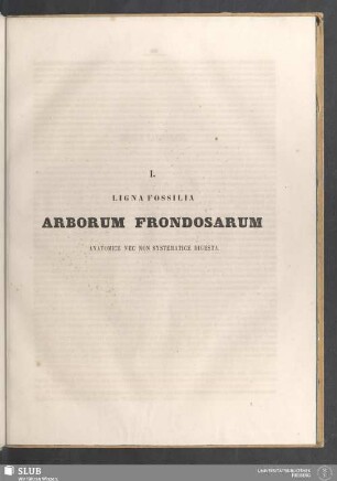 I. Ligna fossilia arborum frondosarum anatomice nec non systematice digesta