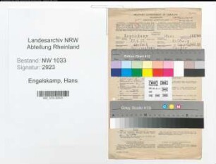 Entnazifizierung Hans Engelskamp , geb. 20.06.1922 (Polizeianwaerter)