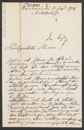Brief an B. Schott's Söhne : 05.07.1908