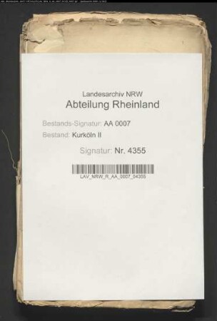 Erkundung über die überschlagenden Ländereien mit Jülich-Berg in den einzelnen Amtern Kurkölns