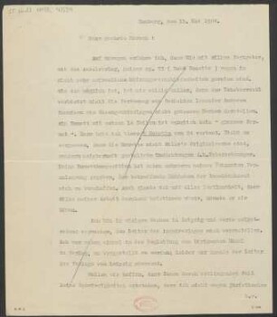 Brief an B. Schott's Söhne : 15.05.1924