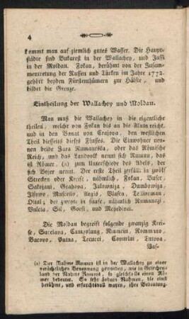 Eintheilung der Wallachey und Moldau.