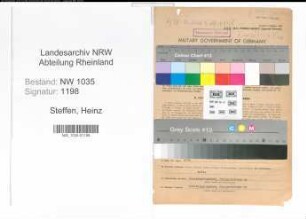 Entnazifizierung Heinz Steffen , geb. 13.08.1902 (Bergingenieur)