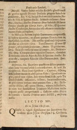71-83, Lectio XIV. Et in Jesum Christum. - Lectio XV. Qui conceptus est de Spiritu Sancto, natus ex Maria Virgine.
