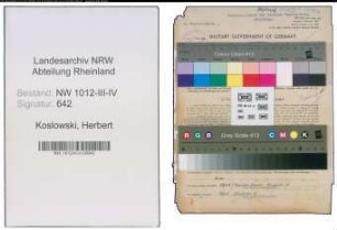 Entnazifizierung Herbert Koslowski , geb. 27.07.1887 (Lehrer)